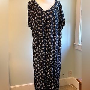 Fat Face Francis Daisy Navy/White Midi Dress